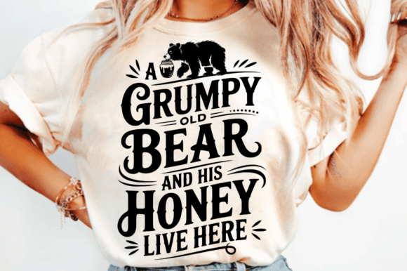 Funny Grumpy Old Bear Couple SVG Design for Graphics and Crafts